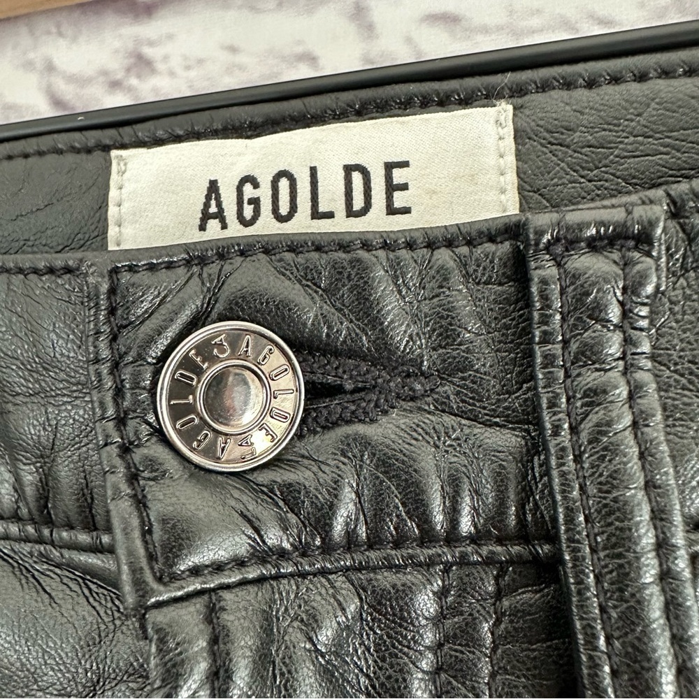 AGOLDE Recycled Leather Fitted 90s Pinch Waist women’s Pants - Picture 14 of 14
